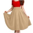 thumbnail image 1 of Mrat A-Line Flowy Skirt Mode Femmes Robe Décontractée Taille Haute Couleur Unie Jupe à Poches Robe Jupe Évasée Fluide S-231 Kaki TG, 1 of 6