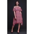 thumbnail image 2 of Bimba Robe Midi à Manches Volantées pour Femmes, Tunique Évasée à Épaules Dénudées à Imprimé Damassé - Grand, 2 of 6