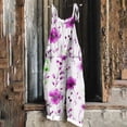 thumbnail image 2 of yoeyez Rompers for Women Plus Size,Womens Summer Printed Plus Size Romper Sleeveless Adjustable Straps Backless Jumpsuits With Pockets Pink,L, 2 of 6