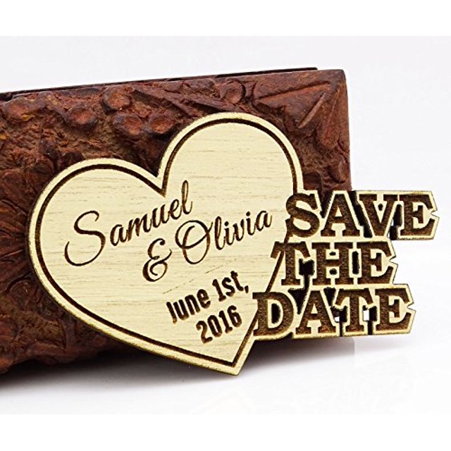 Custom Engraved Wooden Magnet Personalized Gift 50 Rustic Wedding Save the Date Wooden Magnet
