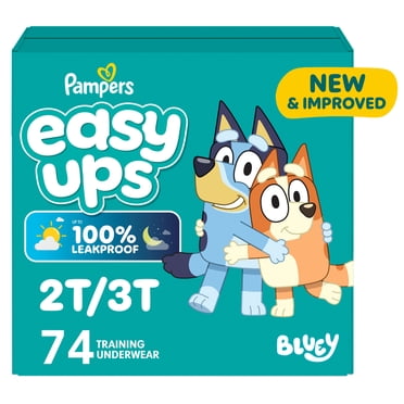 Pampers Easy Ups Culottes d'Entraînement à la Propreté pour Filles & Garçons, Taille 4 (2T3T), sous-Vêtements d'Entraînement Absorbants Bluey, jusqu'à 100 % Anti-Fuites de Jour comme de Nuit, Hypoallergénique
