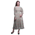 thumbnail image 1 of Bimba Robe à Fleurs pour Femme à Manches Longues, Smockée, Col Rond, à Volants, Maxi d'Été, Très Petit, 1 of 5