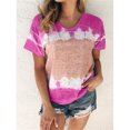 thumbnail image 1 of Pxiakgy T-Shirts pour Femmes Printemps Été Décontracté Col Rond Manches Courtes Imprimé Grande Taille Haut T-Shirts Femmes Rose Vif + L, 1 of 7
