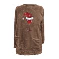 thumbnail image 4 of Pisexur Fuzzy Chandails de Noël pour Femmes Doublés en Molleton à Manches Longues à Col Rond Chandail d'Hiver Chaud Imprimé Verres de Vin Rouge Chandail de Noël à Enfiler Hauts avec Poches, 4 of 4