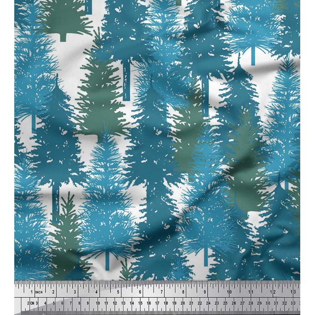 Soimoi Rayon Fabric Cedar Tree Print Fabric by Yard 56 Inch Wide