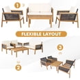 thumbnail image 4 of Patiojoy 4-Piece Patio Acacia Wood Furniture Set Outdoor PE Rattan Conversation Set with Removable Cushions, 4 of 8