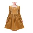 thumbnail image 1 of Robe Fille Velours Jaune Noël Perle Manches Longues Vacances Hiver 7 Ans, 1 of 7