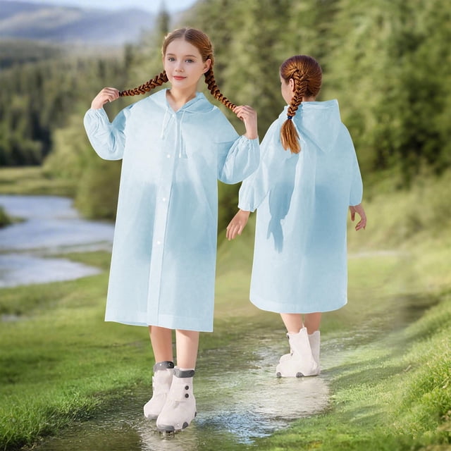 Cowsor Ponchos de Pluie Imperméables pour Garçons Filles Poncho de Pluie Réutilisable avec Capuchon et Manches Manteaux de Pluie Imperméables d'Extérieur Veste