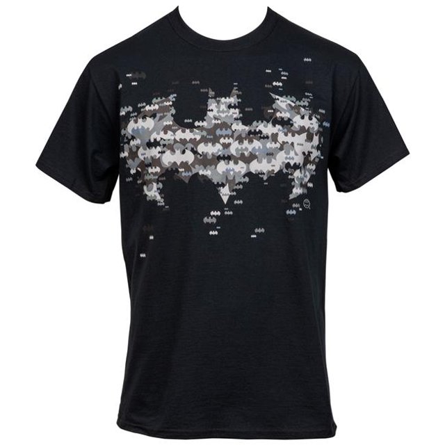 Batman Batman 816928-2xlarge Symbole à Partir de Logos Éparpillés T-Shirt, 2TG. un T-Shirt en Coton Noir Mettant en Vedette un Grand Symbole Batman sur la Poitrine, Créé à Partir de Nombreux Logos Batman Plus Petits Éparpillés dans des Nuances de Gris et de Blanc. Conçu pour les Adultes, Ce Chandail Multicolore Taille 2TG et Idéal pour les fans de DC Comics.