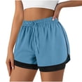 thumbnail image 1 of Plebaso Women's 2 in 1 Running Shorts Elastic Waist Drawstring Athletic Shorts Lightweight Workout Shorts, 1 of 6