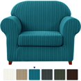 thumbnail image 1 of Subrtex Housse de Sofa en Jacquard Extensible à Rayures, 2 Pcs, 1 of 6