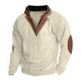 thumbnail image 1 of Chandail Homme Manches Longues Couleur Unie Col en V Fermeture Éclair Mode Automne, 1 of 1