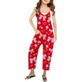thumbnail image 2 of Girls Romper Bow Print Rompers for Girls Spaghetti Strap Rompers with Pockets Girl Clothes 5-6 Y, 2 of 6