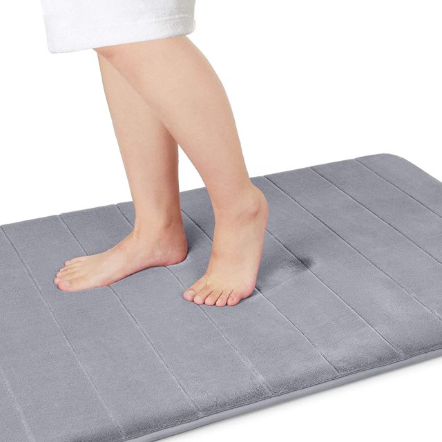 ORUYROP Memory Foam Bath Mat Large Size, 55.1 x 24 Inches,Soft and Comfortable, Super Water Absorption, Non-Slip, Thick, Machine Wash, Easier to Dry for Bathroom Floor Rug, Gray