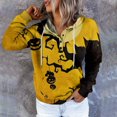 thumbnail image 1 of Femmes Halloween Sweat-Shirts Citrouille Impression Col Rond Pull à Manches Longues Oversize Pull-Overs Jaune XXL, 1 of 6