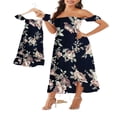 thumbnail image 1 of Mommy and Me Dresses Floral Print Off Shoulder Ruffle Strap Romper Beach Midi Dress, 1 of 2