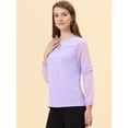 thumbnail image 3 of INSPIRE CHIC Women's Work Chiffon Keyhole Neck Elegant Top Purple S, 3 of 5