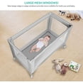 thumbnail image 4 of Foldable Baby Playard, Portable Crib Baby Playpen Infant Safety Activity Center with Wheel and Carry Bag for Home Travel Outdoor, Grey, 4 of 9
