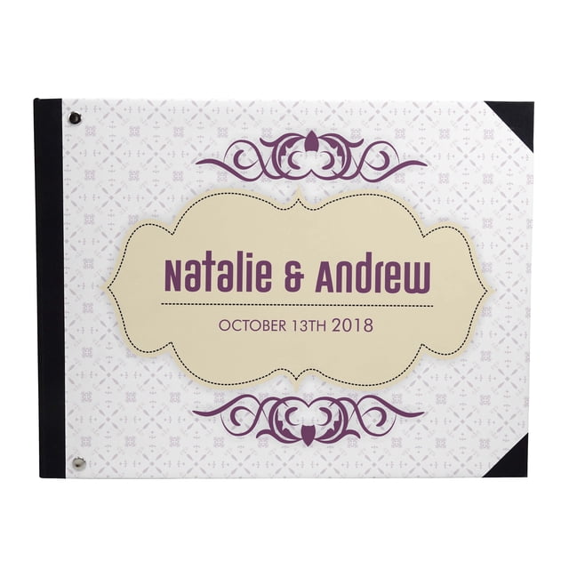 Darling Souvenir White Geometric Printed Hardbound Cover Guestbook For Wedding Guest Sign In Book Registry-7 x 9 Inches