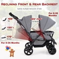 thumbnail image 4 of Costway Double Stroller Foldable Baby Twin Lightweight Travel Stroller Infant Pushchair Grey, 4 of 8