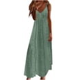 thumbnail image 1 of AherBiu Robe Maxi pour Femmes à Oeillets, Col en V, Bretelles Spaghetti, Robe d'Été Bohème pour la Plage et les Vacances, Longue, 1 of 6