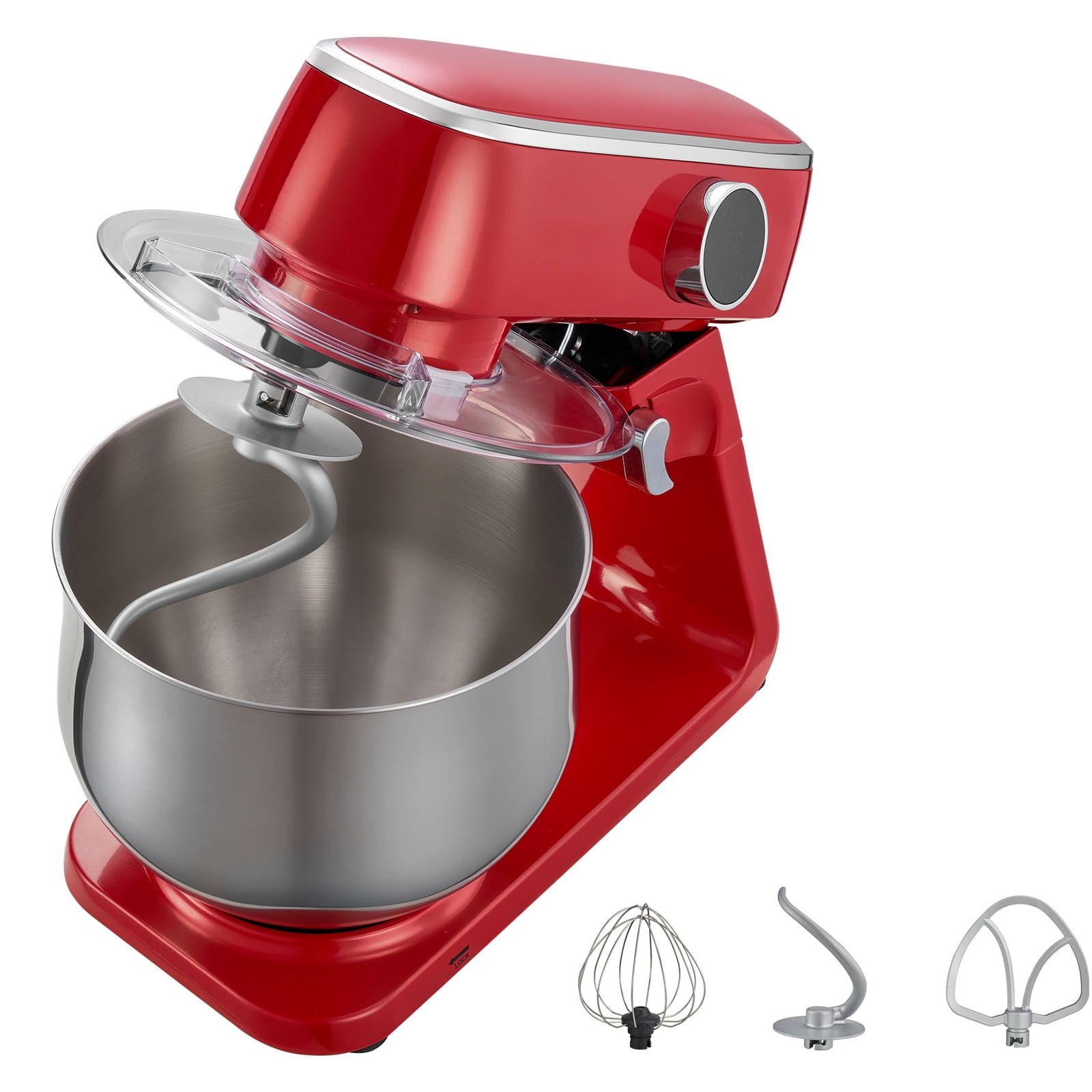 KFFKFF Stand Mixer, 7.8 QT Electric Kitchen Mixer, 800W Dough-Mixer, 10 Speeds Tilt-head Food-Mixer with Stainless Steel Bowl, Dough Hook, Whisk, Beater, Red