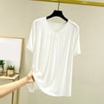 thumbnail image 1 of Weiqiqre T-Shirt à Col Rond pour Femme à Manches Courtes Ajusté T-Shirt Mince Uni Haut de Pyjama Pyjama à Manches Courtes, 1 of 7