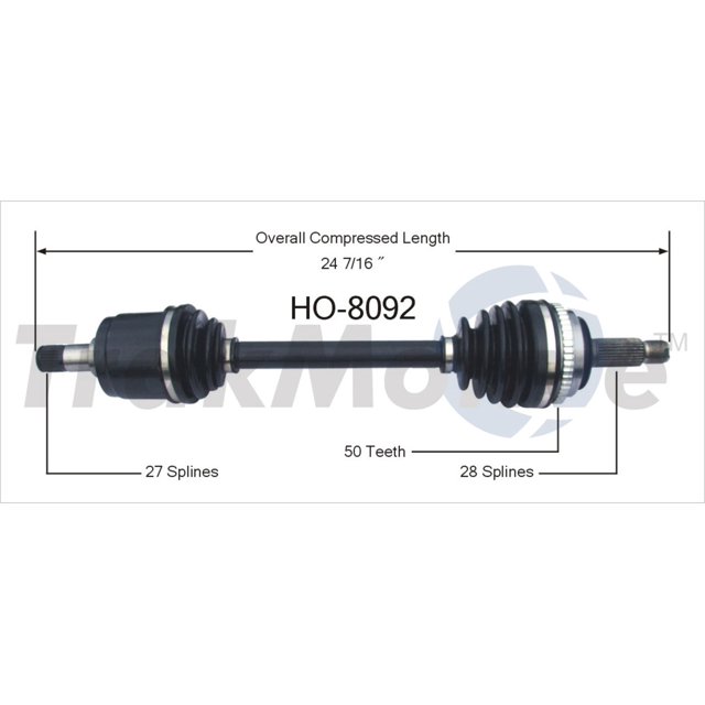 TrakMotive Arbre d'Axe CV HO-8092 Premium; Remplacement OEM
