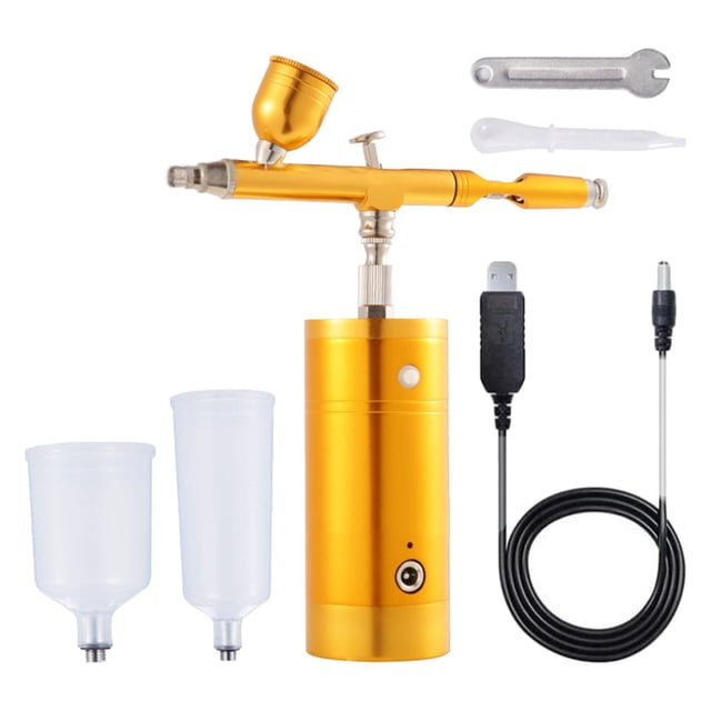 maskred Compact Airbrush Air Compressor Kit Set Versatile Spray Painting Craft Gold 1.49x5.1x5.7 Inch 1Set