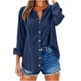 thumbnail image 4 of Wensltd Chemises à Manches Longues Col en V pour Femmes Tunique en Lin Ample avec Poche, 4 of 6