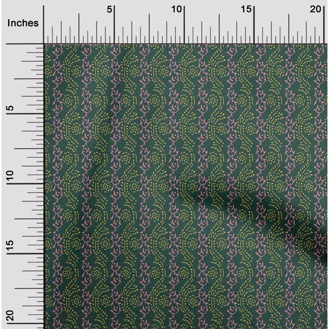 oneOone Cotton Poplin Fabric Leaves & Floral Block Decor Fabric Printed BTY 42 Inch Wide