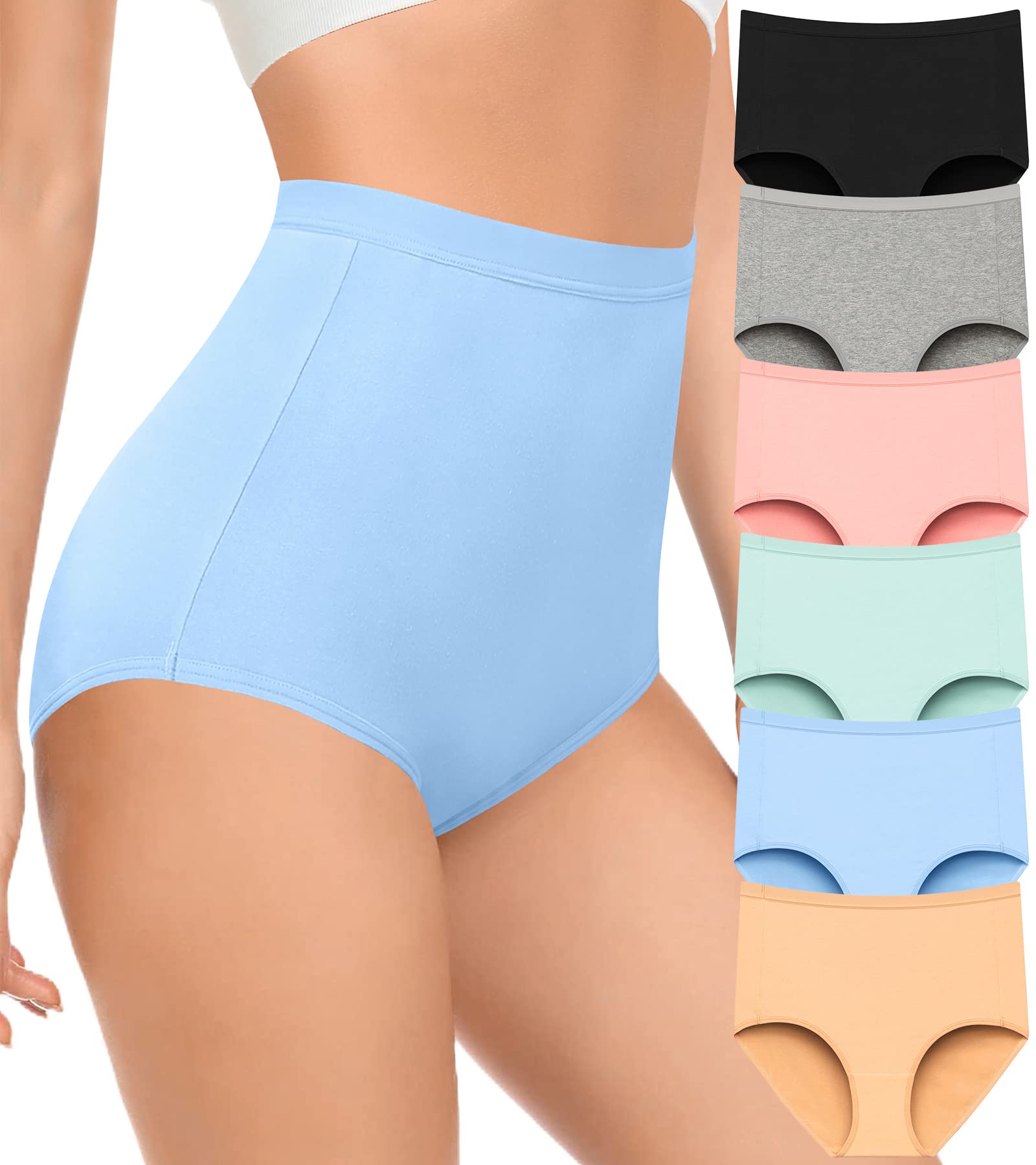 Envlon Culottes Taille Haute pour Femmes en Coton, Grande Taille, Culottes Post-Partum pour Dames, Très Grand