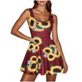 thumbnail image 2 of Ovzne Robes pour Femmes Robe d'Été Femme Sans Manches Imprimé Tournesol Été Plage Ligne A Robe Décontractée Grande Taille Robe Maxi Imprimée Liquidation, 2 of 7