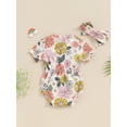 thumbnail image 3 of EYIIYE Toddler Little Girl 2 Piece Summer Set 0 3M 6M 9M 12M 18M Infant Baby One-piece Rompers Round Neck Jumpsuits Daisy Print Ribbed Short Sleeve Bods Fashion Casual Cute Outfits for Daily, 3 of 7