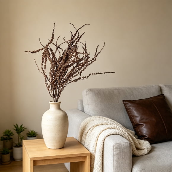 Artificial Coral Grass Bunch Natural Look Faux Foliage for Home Vase Wedding Party Boho Decor, 17.72 x 5.91 in