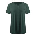 thumbnail image 2 of 2025 Ladies Top V NeckPrint Shirt Solid Color Short Plus Size Scrub Tops Sleeve Pocket Loose T Tops Plus Size, 2 of 4