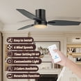 thumbnail image 2 of VAGIZM 42 Inch Flush Mount Ceiling Fan with Light - 3 Blades Modern Ceiling Fan for Living Room and Bedroom - Quiet DC Motor - Dimmable - Reversible Function - Black, 2 of 7