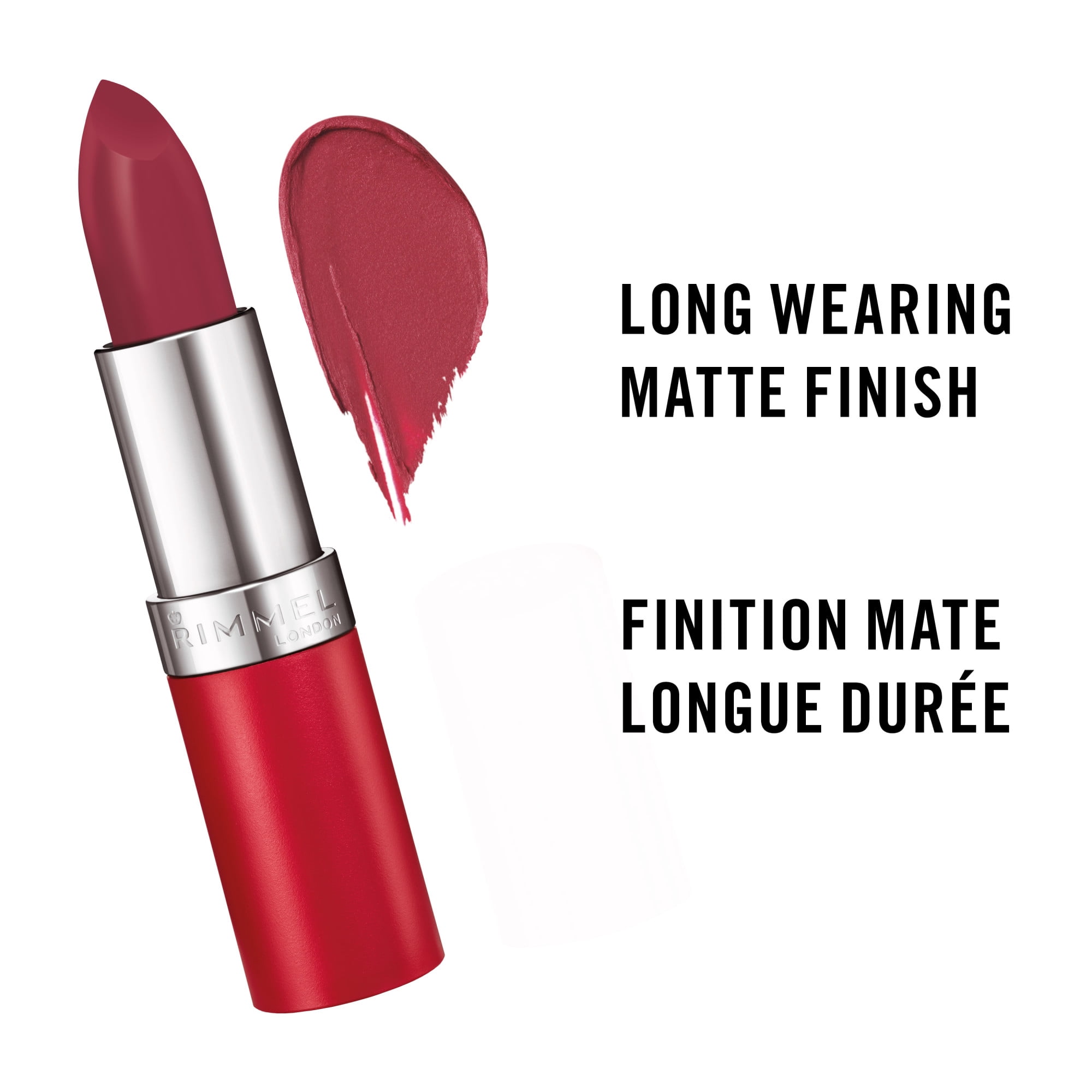 Rimmel Rouge à lèvres mat Lasting Finish, longue tenue, crémeux et doux, contient de la poudre de diamant, 100% sans cruauté