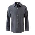 thumbnail image 1 of Besolor Mens Solid Color Knitted Shirts Lapel Long Sleeve Button down Tops Fall Plus Size Casual Work Office Blouse, 1 of 6