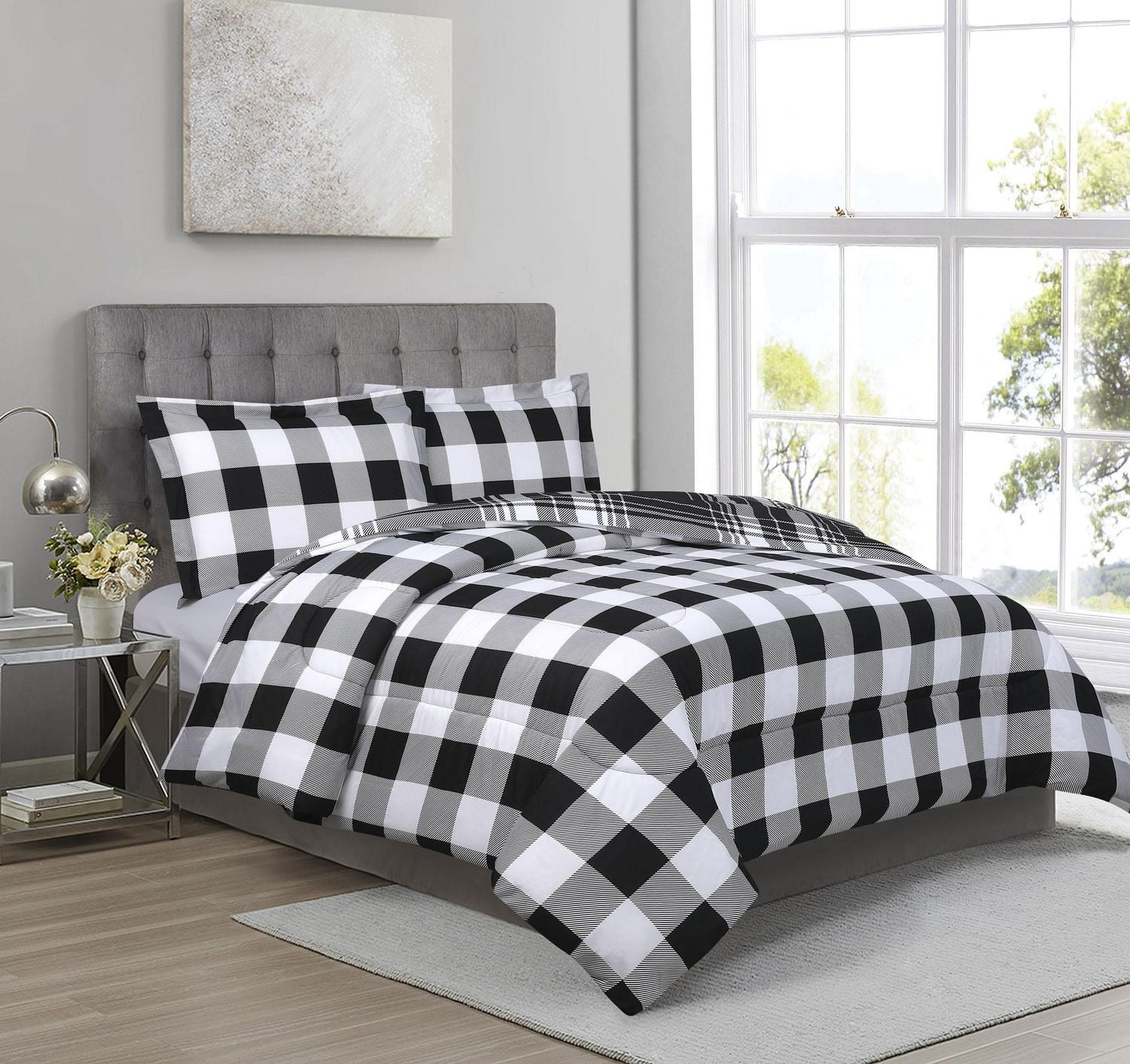 Ensemble de couette 3 pièces Swift Home à carreaux Buffalo noir - Queen size