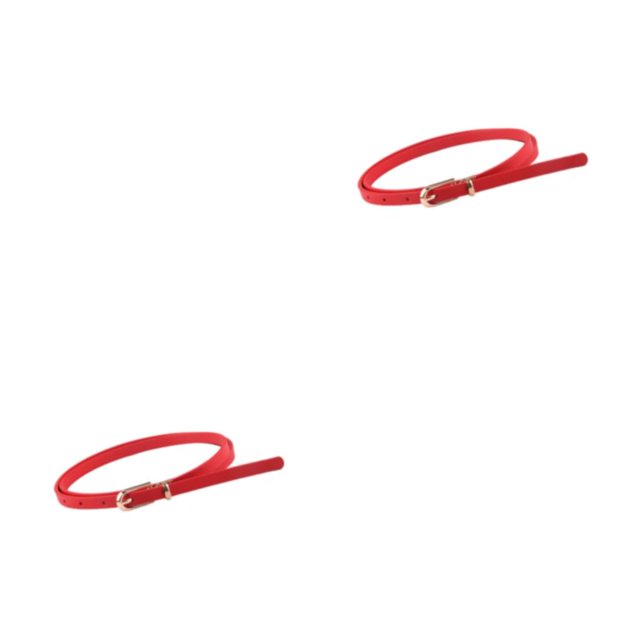 Langgg Soft Texture Women Waist Belt Scratch-resistant PU Belt All Trend Match Suits Adjustable Belt Red 2Set