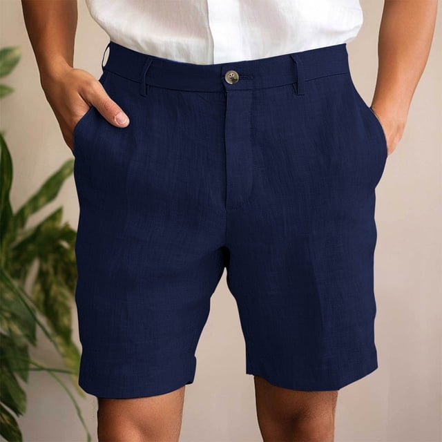 NTACZA Men's Shorts Casual Solid Zipper Shorts Button Placket Lightweight Classic Fit 7 Inch Inseam Shorts Men 2X