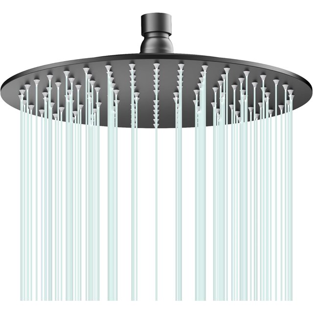 Pomme de Douche Pluie Ronde Pomme de Douche Débit Élevé Acier Inoxydable Pomme de Douche Pluie Conception Haute Pression (BChrome)