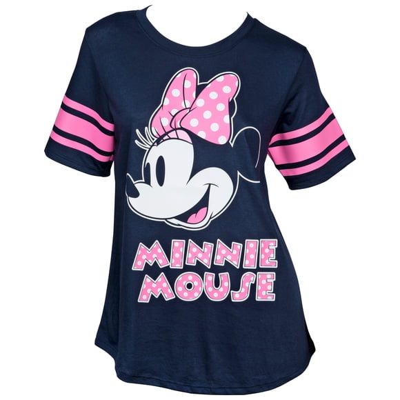 Disney Minnie Mouse T-Shirt de Football à Rayures Rose à Pois pour Femmes - Petit