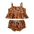 thumbnail image 1 of Newborn Baby Girl Summer Outfits Leopard Sleeveless Ruffle Tank Top Shorts Bottoms 2PCS Short Sets Clothes, 1 of 8