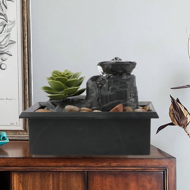 Staron Table Fountain under $5! LED Water Decoration with Stones Relaxing Sound USB Powered for Desktop and Home Ambiance