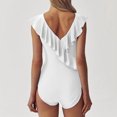 thumbnail image 3 of ylioge Womens One-Piece Swimsuits Tankini Ruffle Sleeveless V Neck Bathing Suits Ladies Trendy Solid Color Pleated Built in Bra Swimsuit, 3 of 5