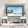 thumbnail image 3 of Modern 70" Gray Wooden TV Stand for Living Room – LED Lighting, Storage Cabinets & Open Shelves, Fits up to 75" TVs and 36" Electric Fireplace (Fireplace Not Included), 3 of 8