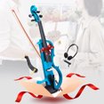 thumbnail image 1 of 4/4 Electric Violin Full Size Wood Silent Fiddle Musical Instrument Fittings Headphone Blue, 1 of 11