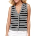 thumbnail image 1 of LOVZFMLL Tank Tops for Women's Casual Loose Cardigan Button Striped V-Neck Sweater, 1 of 7